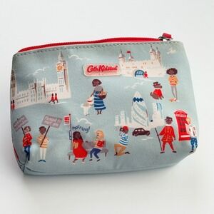 Cath Kidston London Scene Small Zipper Pouch Blue Red Cosmetic Bag